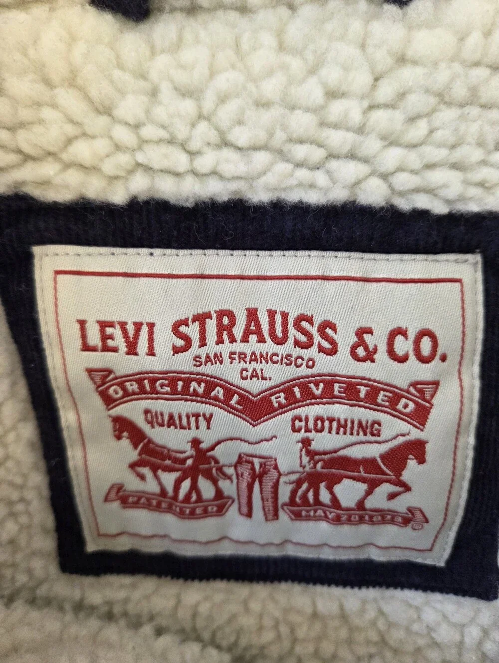 Levi's Men's Corduroy Fleece Jacket 5XL Navy Full Zip Logo Big and Tall